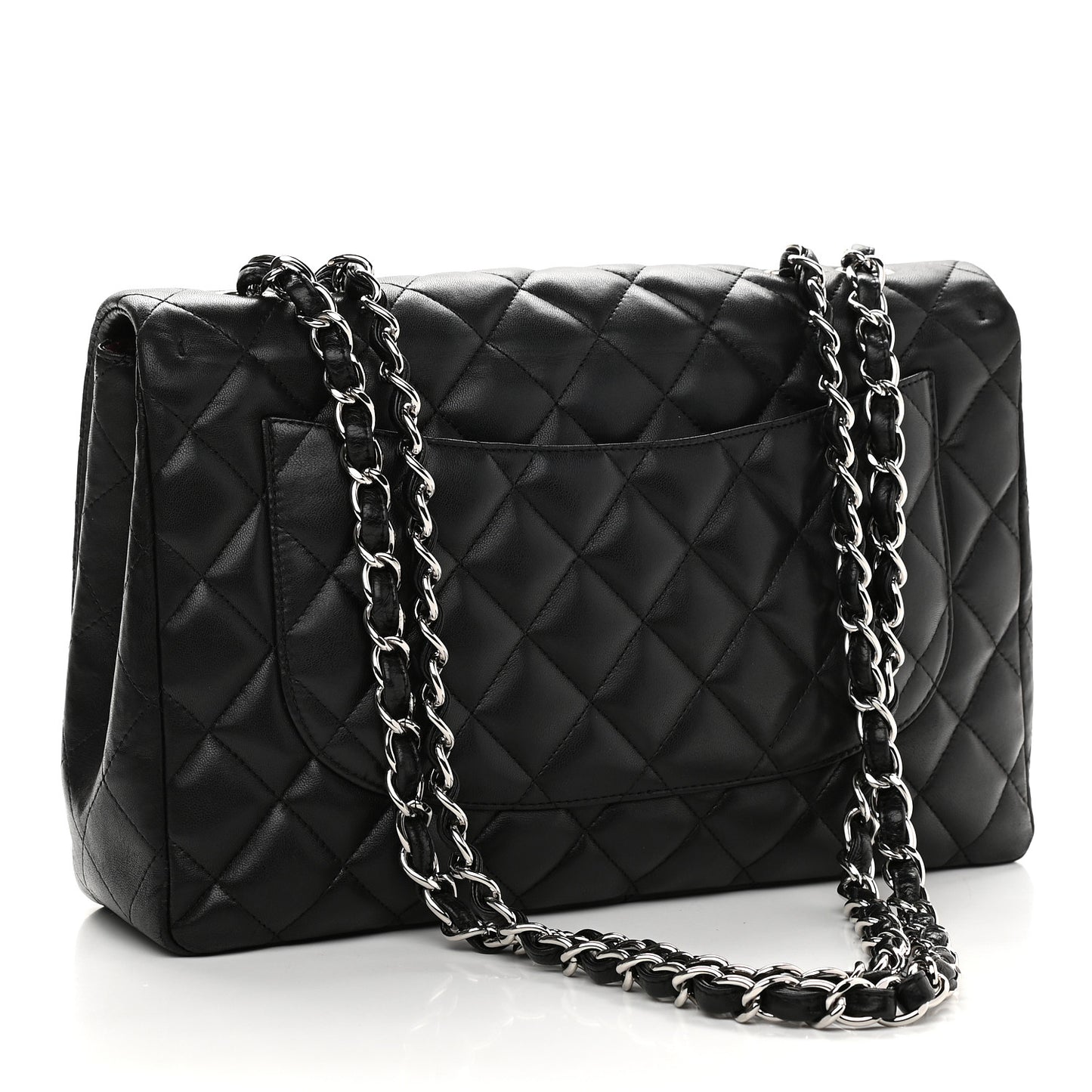 Lambskin Quilted Jumbo Single Flap Black
