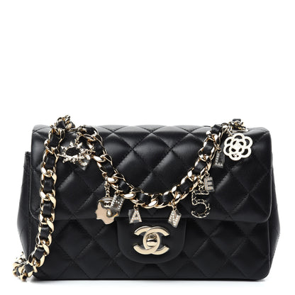 Chanel Lambskin Quilted Mini Coco Charms Rectangular Flap Black 1 of 11
