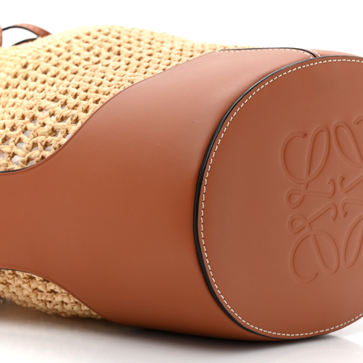 Loewe Raffia Calfskin Balloon Bucket Bag Natural Tan 9 of 10