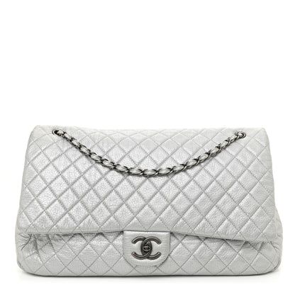 Chanel Metallic Calfskin Quilted XXL Travel Flap Bag Silver 1 of 14
