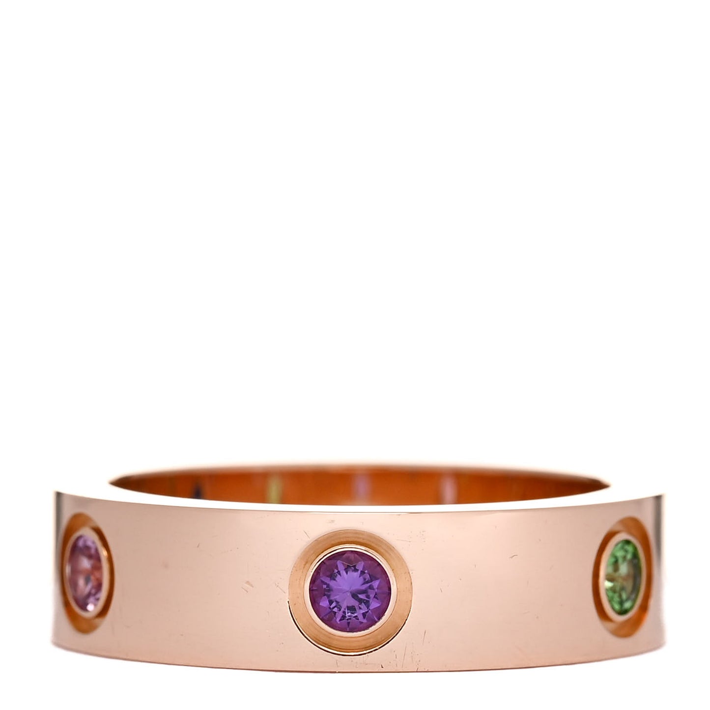 18K Pink Gold Sapphire Garnet Amethyst 5.5mm LOVE Ring 55 7.25