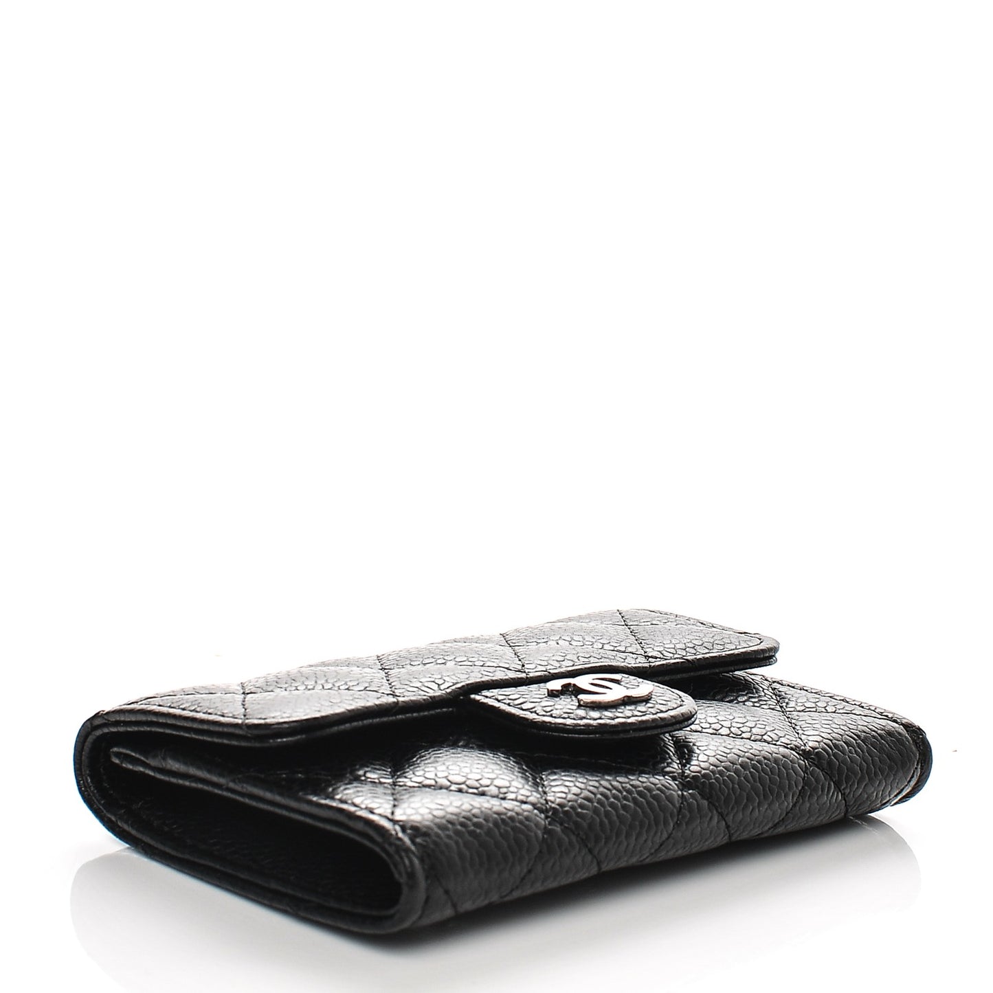 Caviar Quilted Flap Card Holder Black