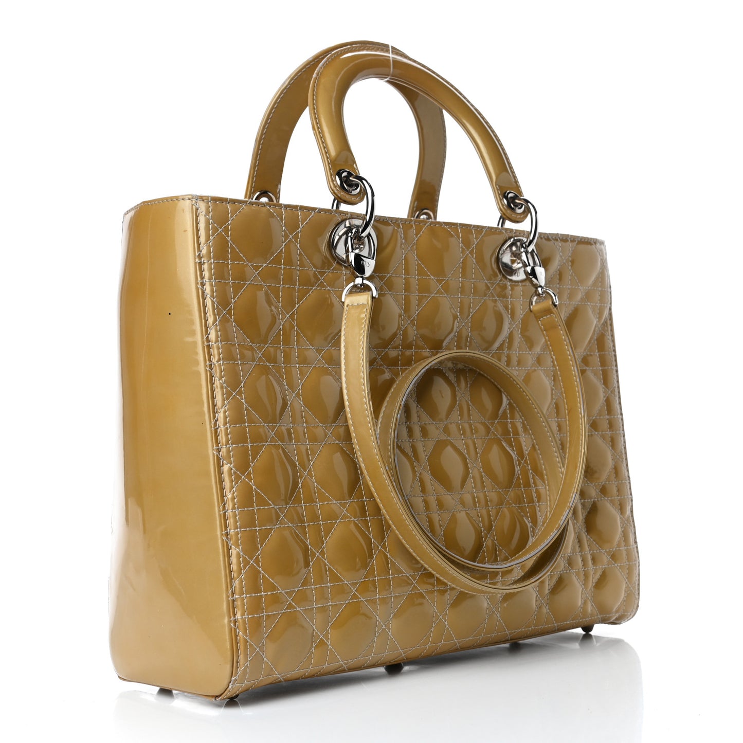 Patent Cannage Large Lady Dior Beige