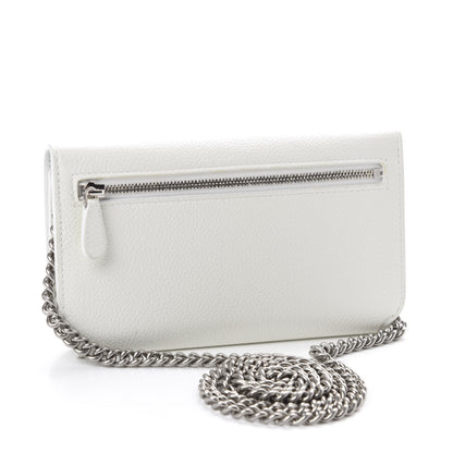 Balenciaga Grained Calfskin Logo Cash Phone Holder Wallet On Chain White Fluo Pink 3 of 12