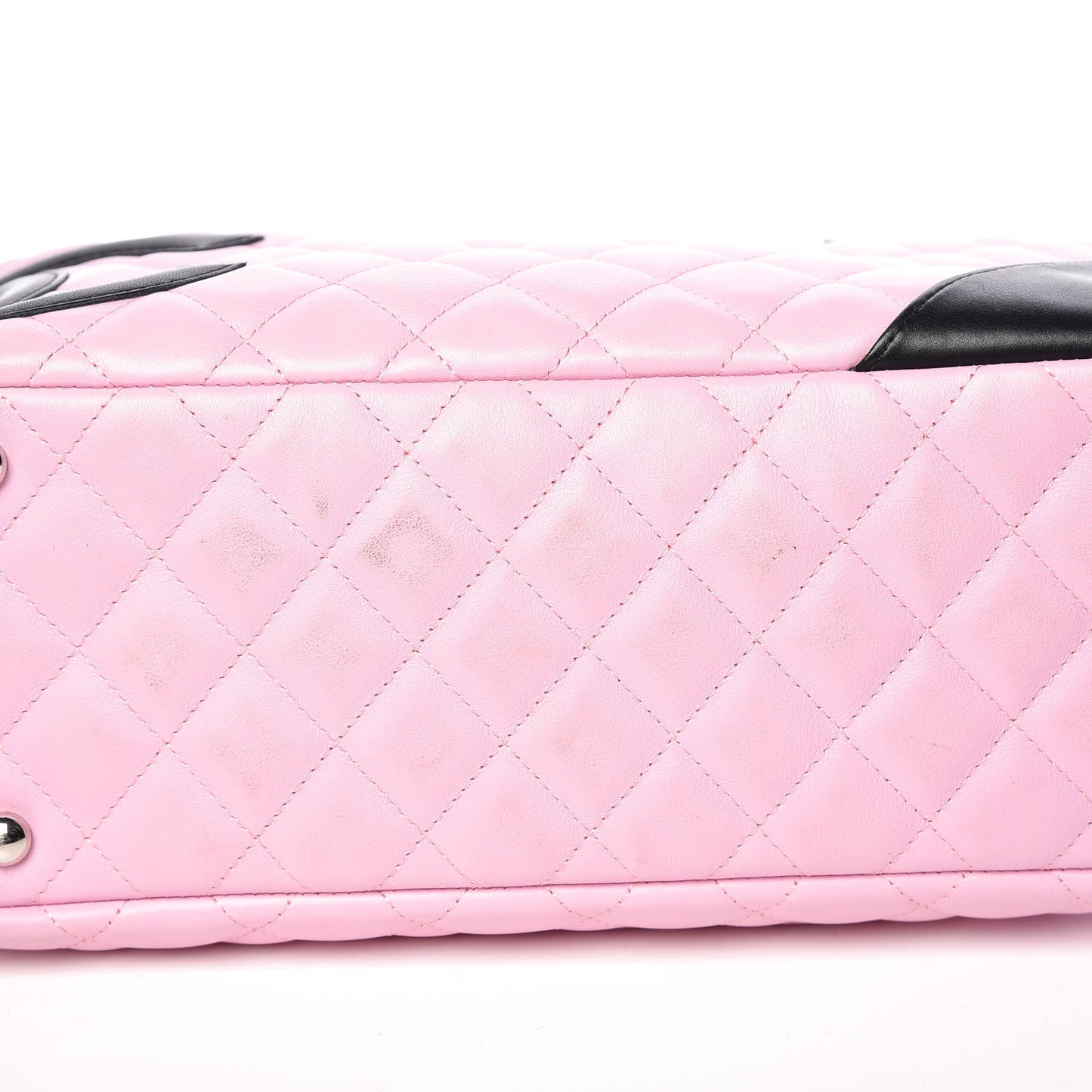 Calfskin Quilted Large Cambon Bowler Pink Black