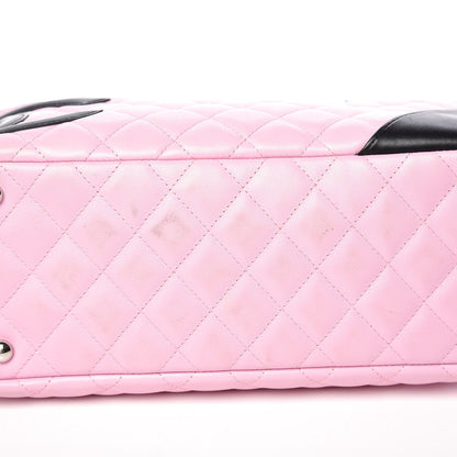 Chanel Calfskin Quilted Large Cambon Bowler Pink Black 12 of 13