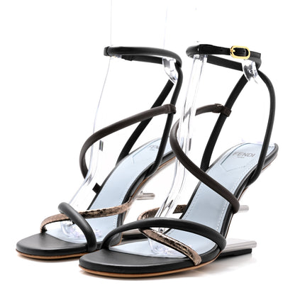 Fendi Nappa Metallic Ayers Fendi First 95mm Strappy Sandals 36.5 Black Chocolate Stagno 3 of 9