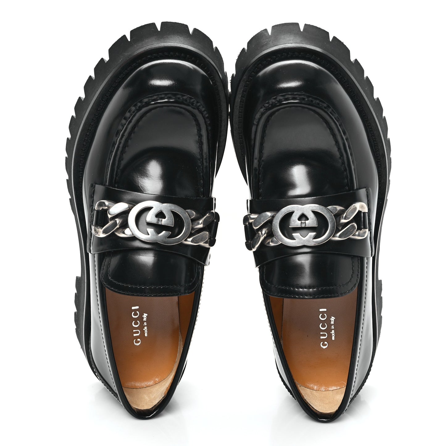 Cordovan Lux Womens Jeanne Platform Lug Sole 30/45mm Loafers 38.5 Black