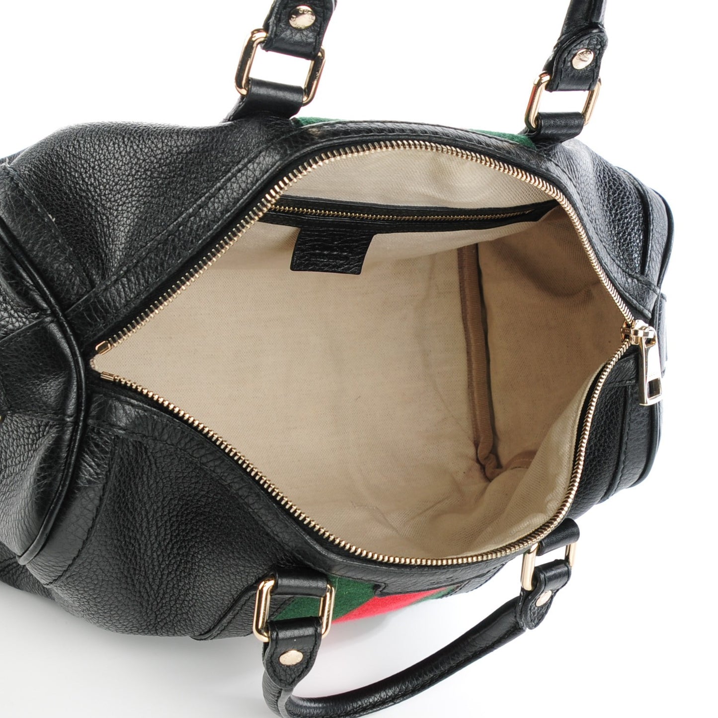 Calfskin Vintage Web Medium Boston Black