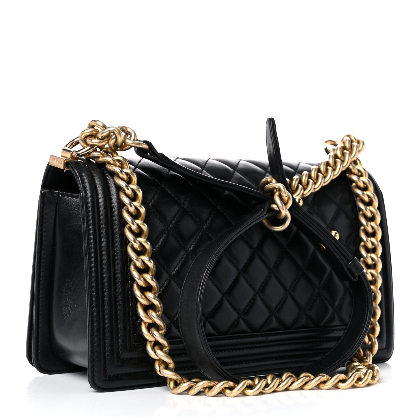 Lambskin Quilted Medium Boy Flap Black