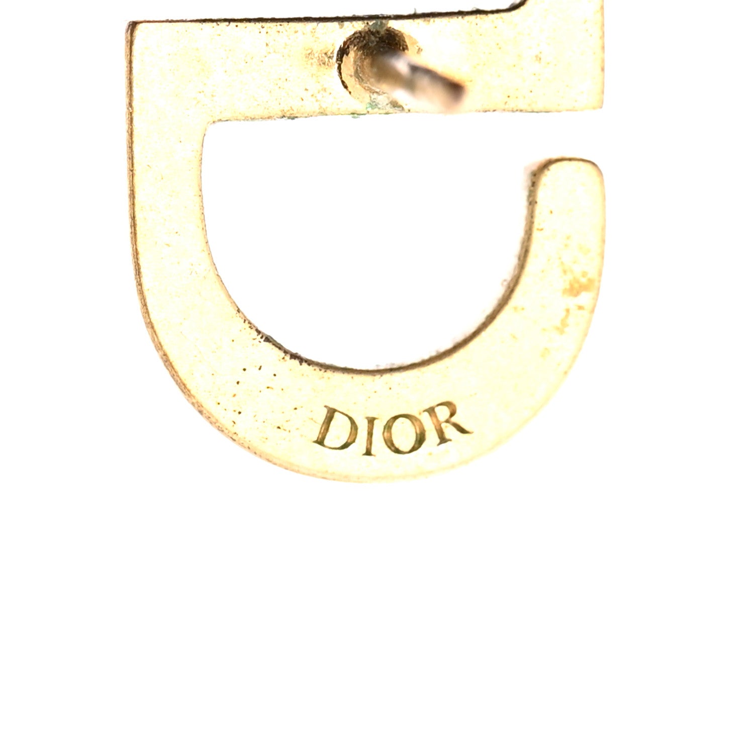 Christian Dior Crystal CD Earrings Blue Gold 4 of 5