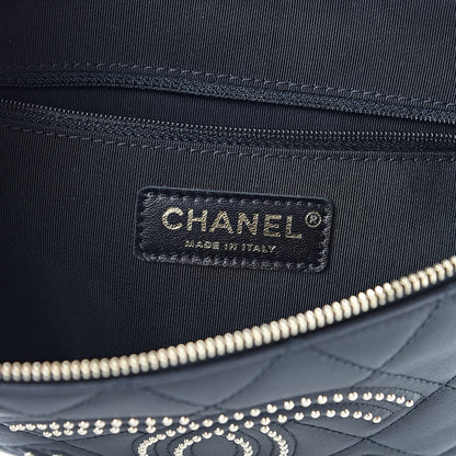 Chanel Lambskin Quilted Studded Waist Bag Fanny Pack Black 6 of 10
