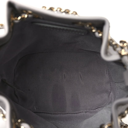 Chanel Calfskin Stitched Chain Bucket Bag Light Grey 5 of 12