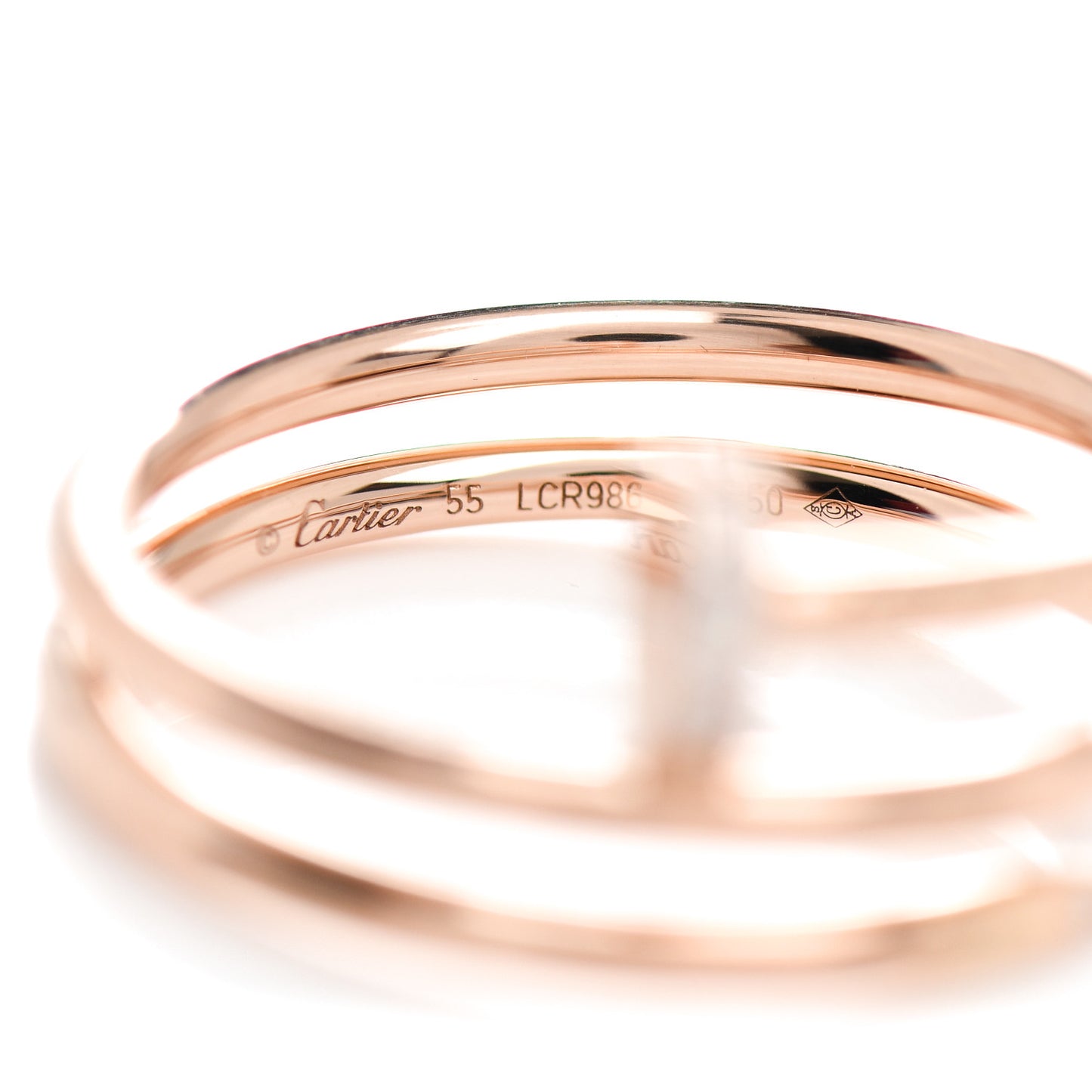 18K Pink Gold Diamond Double Juste Un Clou Ring 55 7.25
