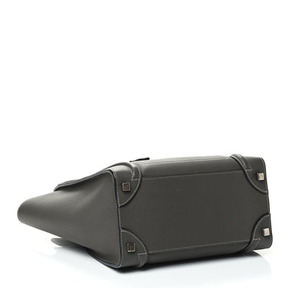 Celine Drummed Calfskin Micro Luggage Souris 3 of 5