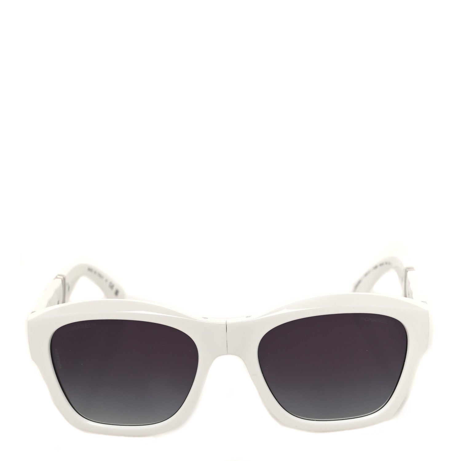 Chanel Acetate Metal Square Folding Sunglasses 6055-B White 2 of 8