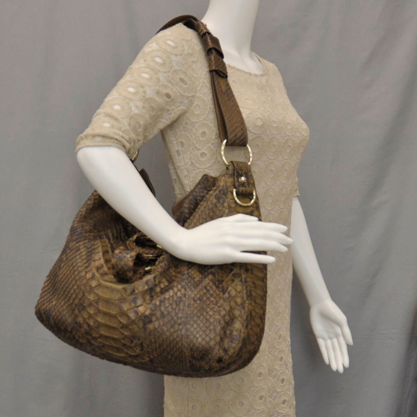 Python G Wave Medium Shoulder Bag Caramel
