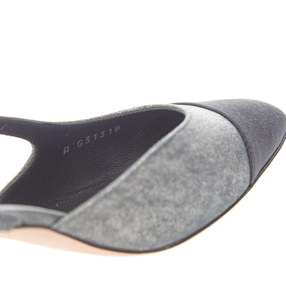 Chanel Lambskin Grosgrain Cap Toe CC Slingback Sandals 35 Black Silver 8 of 10