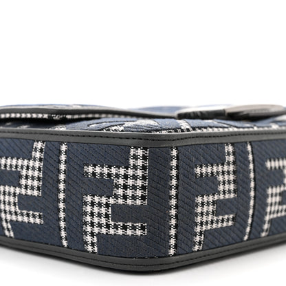 Fendi Wool Vitello King Houndstooth FF Embroidered Baguette Grigio Anthracite 9 of 10