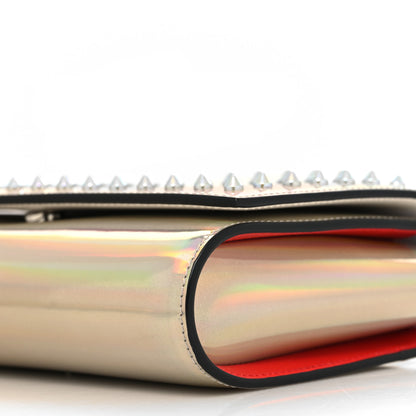 Christian Louboutin Metallic Patent Psychic Spikes Paloma Clutch Snow 10 of 11