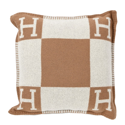 Hermes Wool Cashmere Avalon Pillow PM Ecru Camel 2 of 5