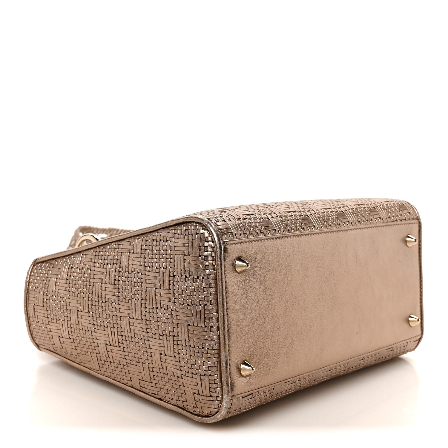 Christian Dior Metallic Calfskin Braided Medium Lady Dior Gold 4 of 10