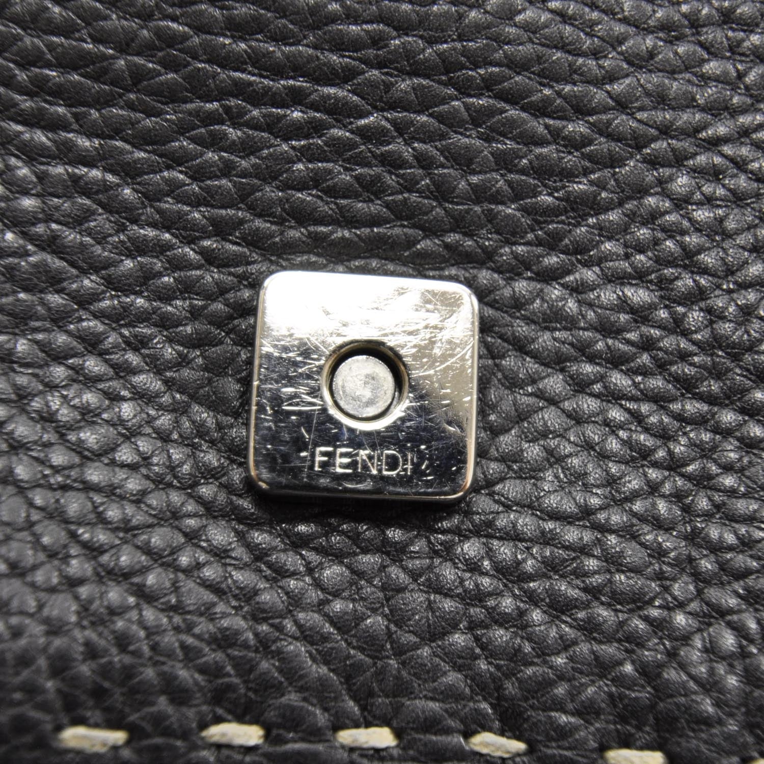 Fendi Calfskin Romano Selleria Shoulder Bag Black 8 of 8