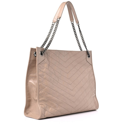 Saint Laurent Crinkled Calfskin Matelasse Monogram Large Niki Shopper Tote Dusty Grey 3 of 13