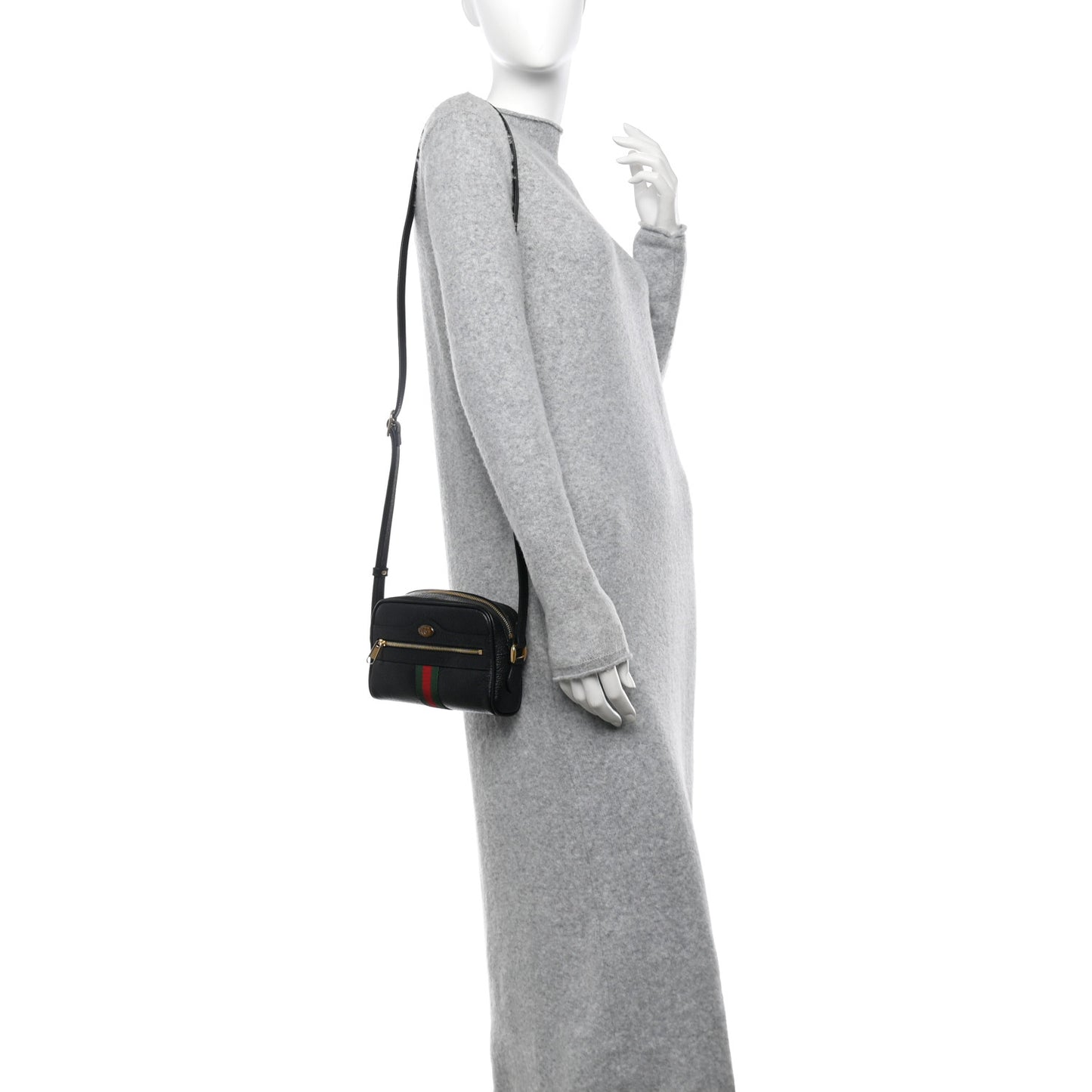 Calfskin Web Mini Ophidia Shoulder Bag Black
