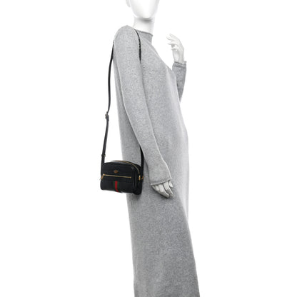 Gucci Calfskin Web Mini Ophidia Shoulder Bag Black 2 of 10