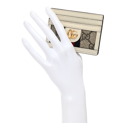 Gucci GG Supreme Monogram Textured Calfskin Web Ophidia Card Holder Beige Ebony Mystic White 2 of 8