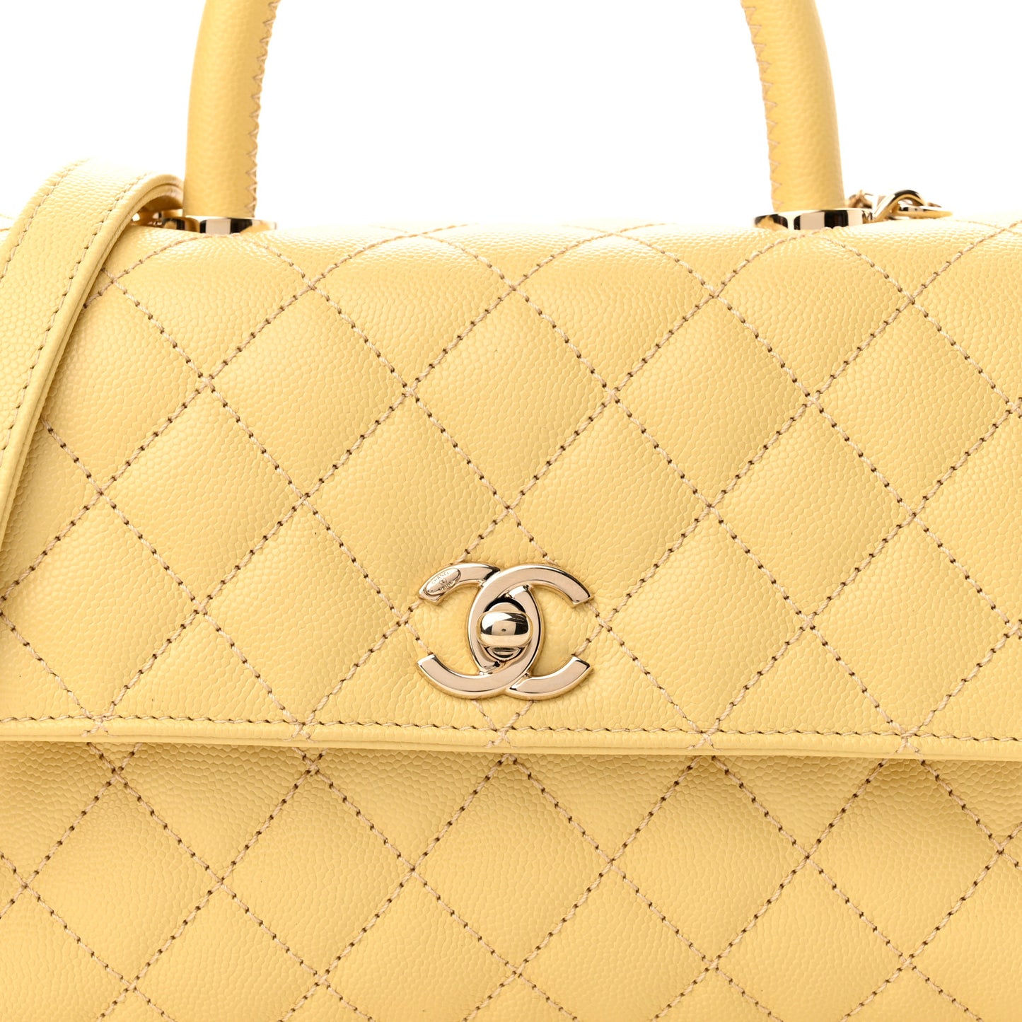 Caviar Quilted Mini Coco Handle Flap Yellow