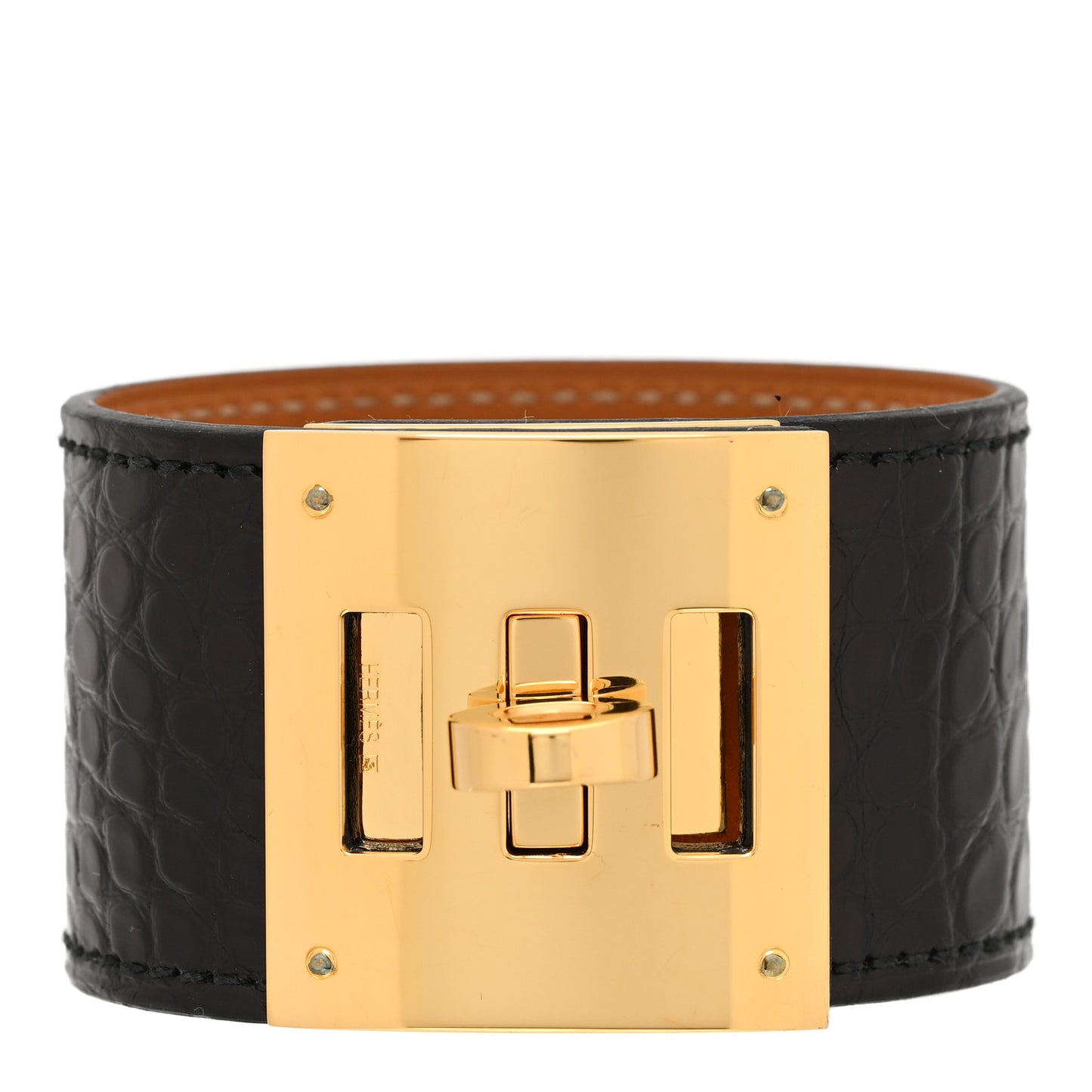Shiny Alligator Kelly Dog Bracelet S Black