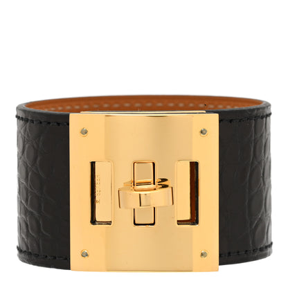 Hermes Shiny Alligator Kelly Dog Bracelet S Black 1 of 6