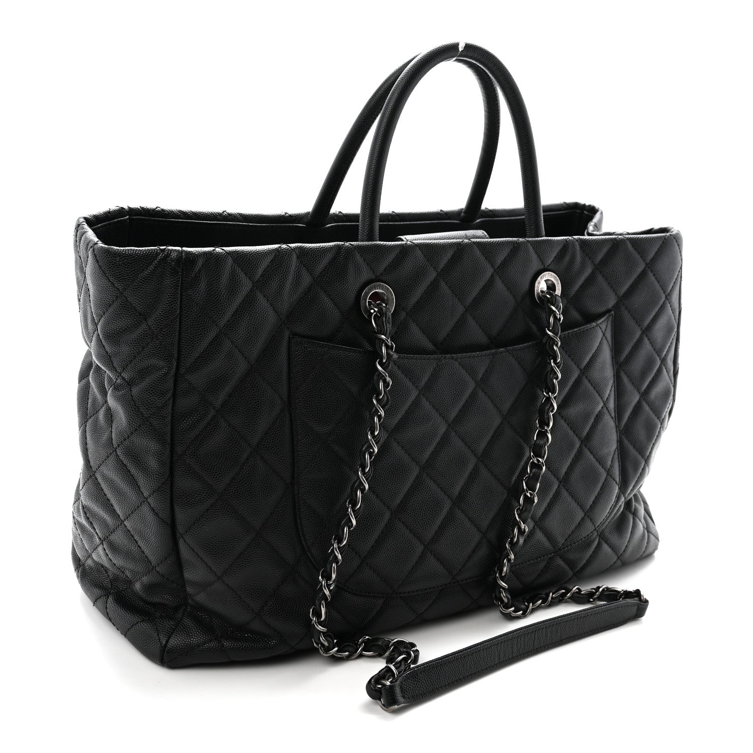 Chanel Caviar Quilted Large Coco Handle Shopping Tote Black 3 of 10