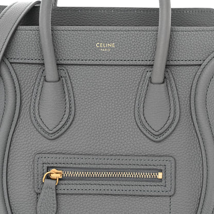 Celine Drummed Calfskin Nano Luggage Kohl 9 of 12