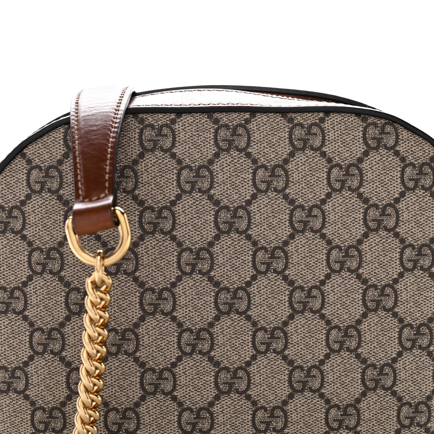 Gucci GG Supreme Monogram Cuoio Toscano Mini Chain Shoulder Bag Beige Ebony Cuir 8 of 12