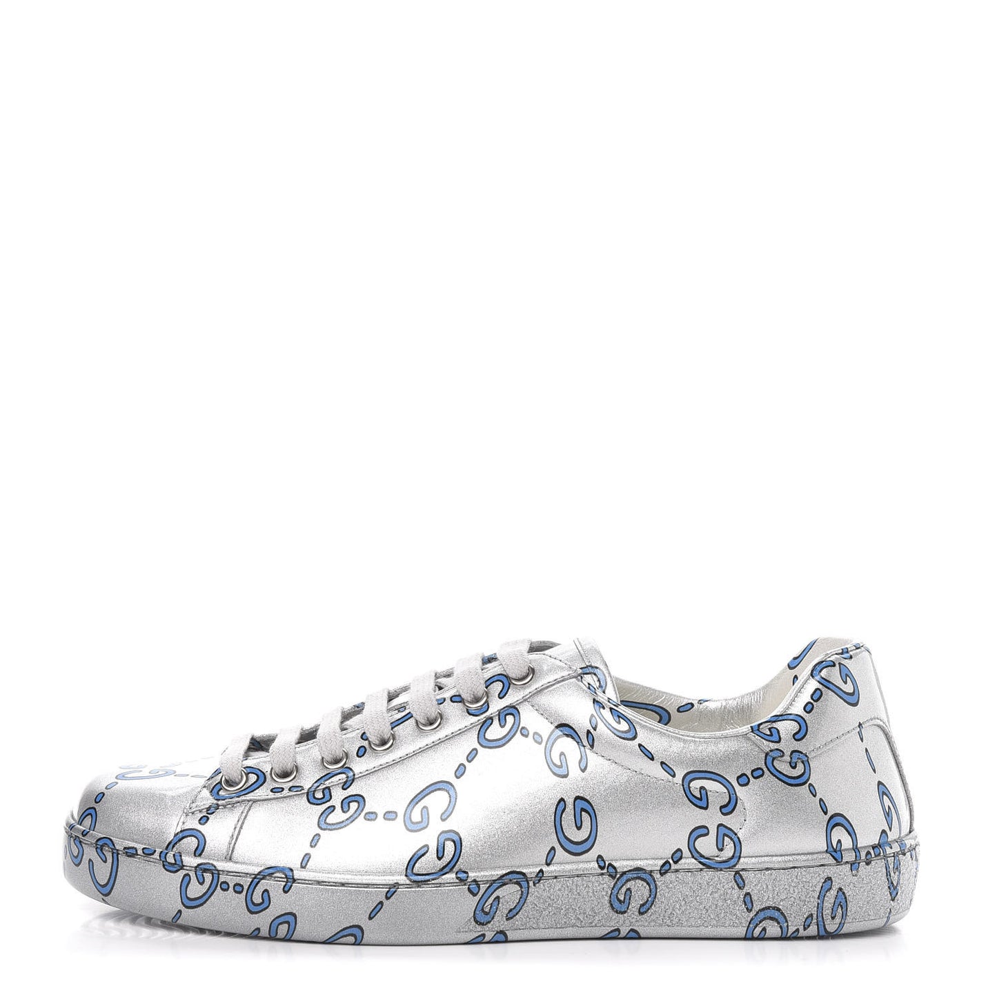 Miro Rubber Wax GucciGhost Print Mens New Ace Sneakers 7 Silver