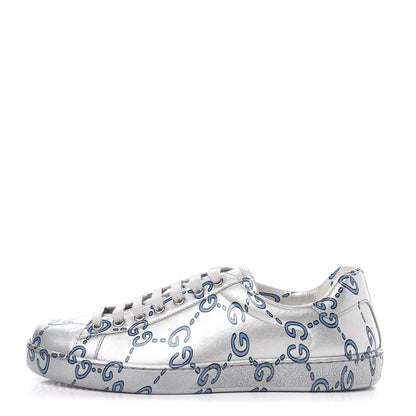 Gucci Miro Rubber Wax GucciGhost Print Mens New Ace Sneakers 7 Silver 1 of 9