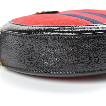 Gucci Suede Patent Web Mini Ophidia Round Shoulder Bag Hibiscus Red Black 9 of 10