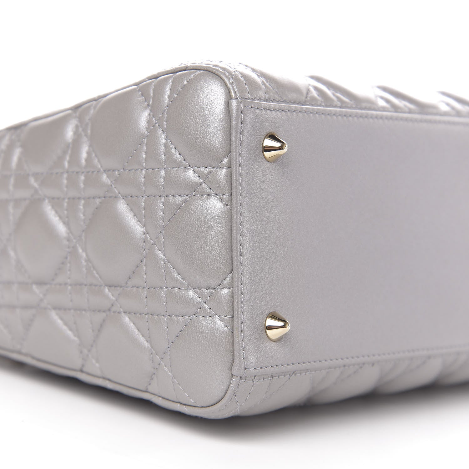 Christian Dior Pearly Lambskin Cannage Medium Lady Dior Grey 13 of 18