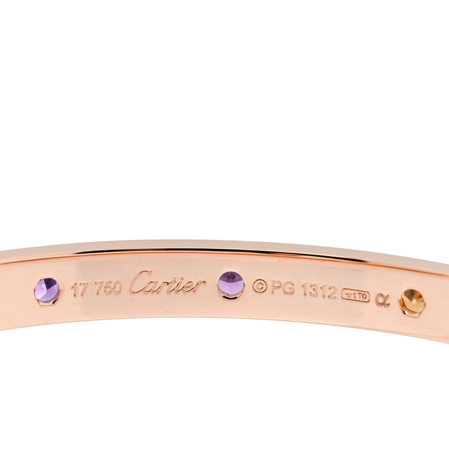 Cartier 18K Pink Gold Sapphire Garnet Amethyst LOVE Bracelet 17 3 of 5