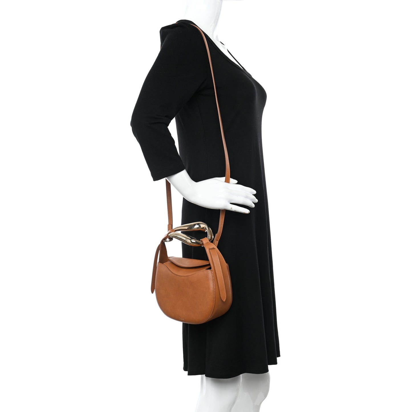 Small Grain Calfskin Kiss Bag Arizona Brown