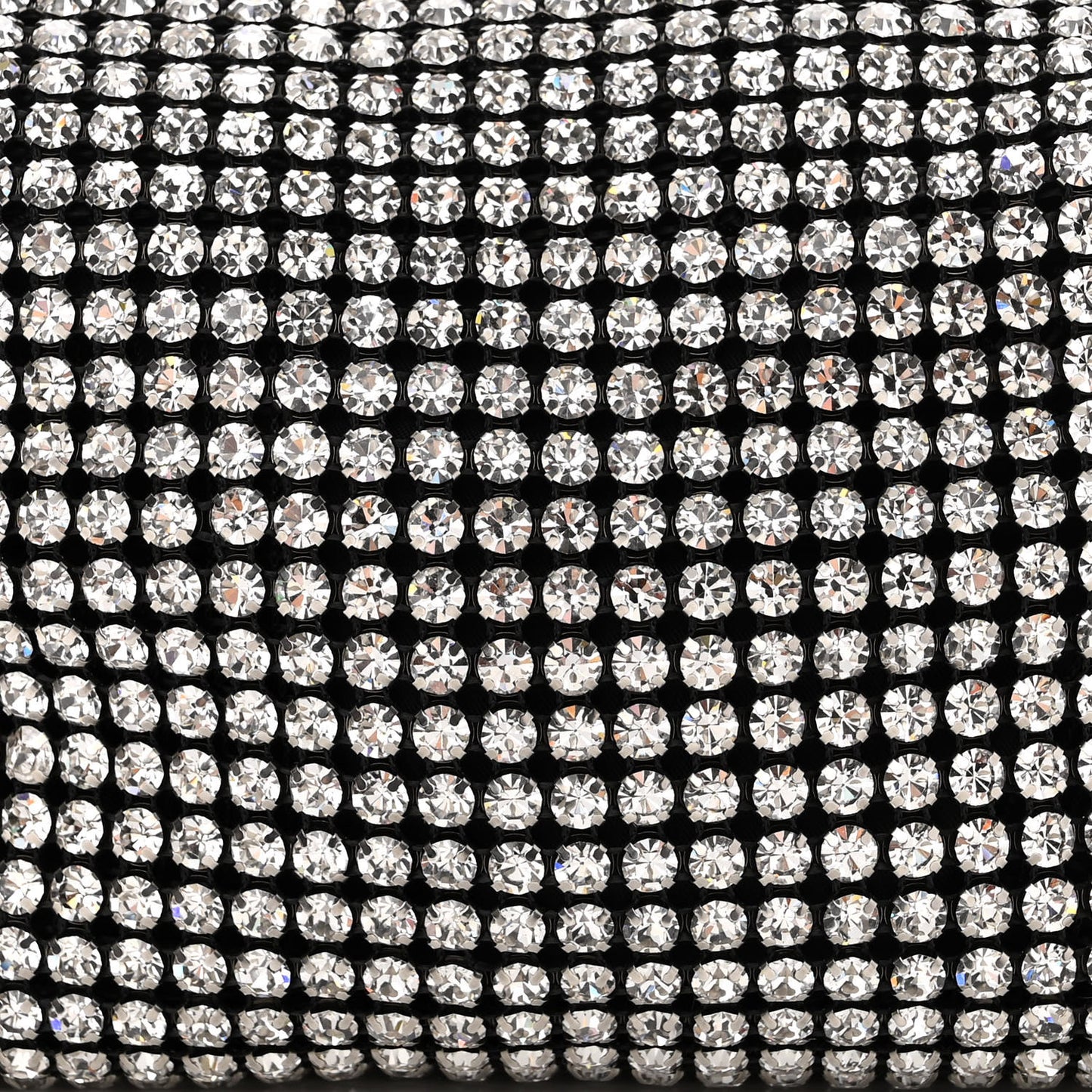 Mesh Crystal Rhinestone Mini Heiress Pouch Black Silver