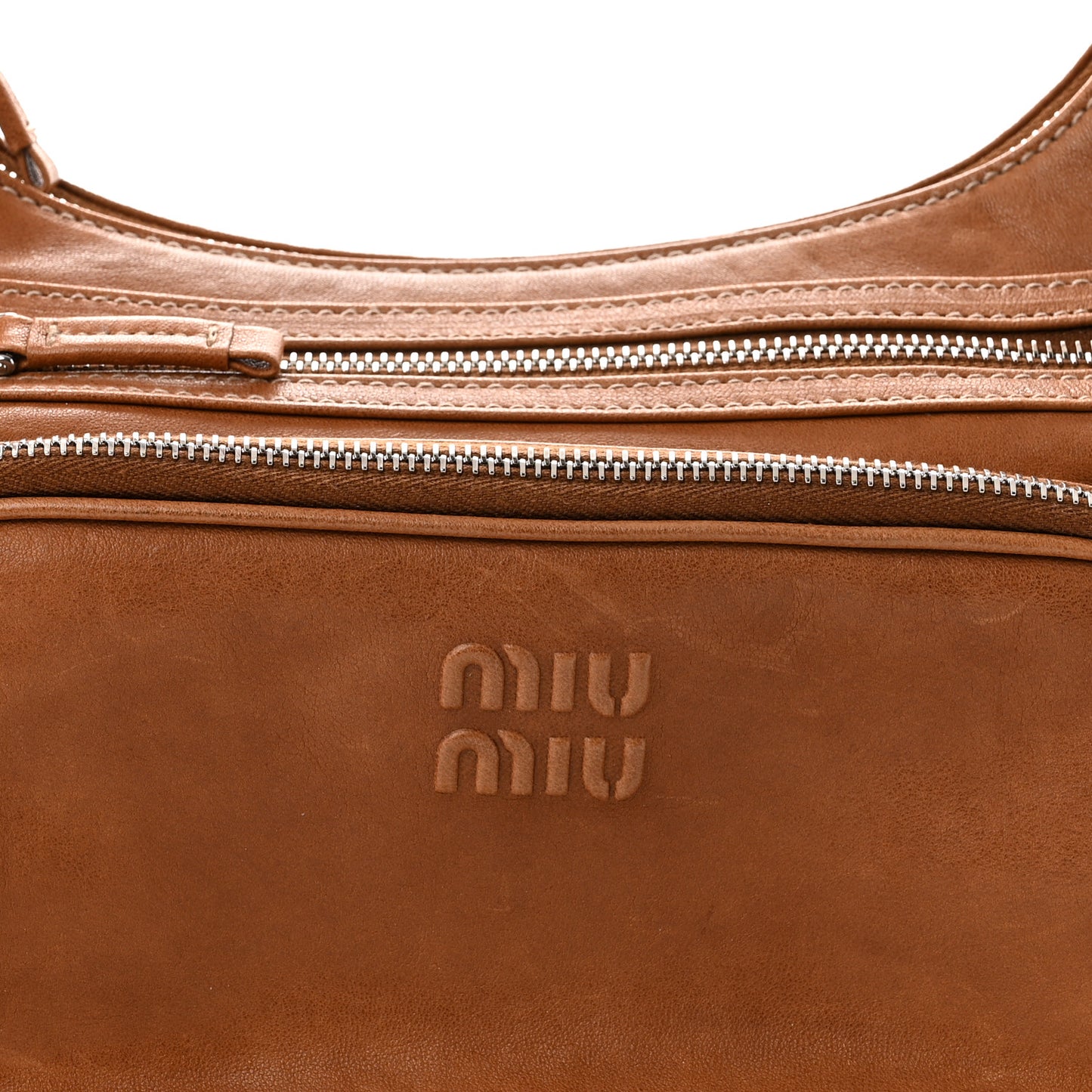 Nappa Pocket Top Handle Bag Caramel