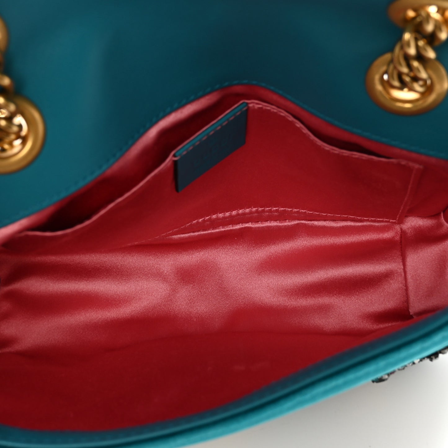 Velvet Matelasse Embroidered Mini GG Marmont Shoulder Bag Pavone Cyan