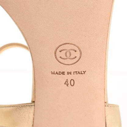 Chanel Metallic Lambskin Camellia Sandals 40 Gold 8 of 9