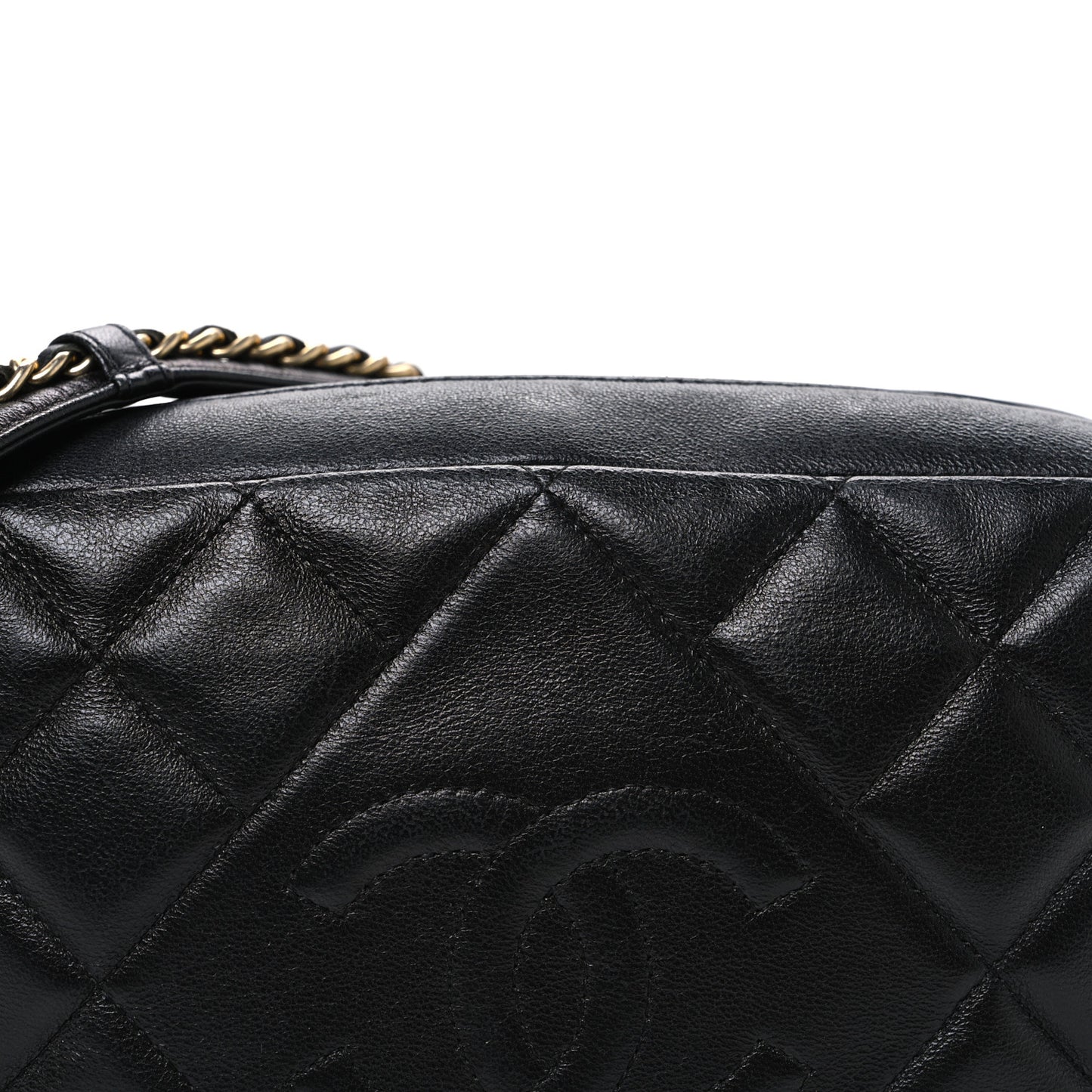 Lambskin Quilted Small Diamond CC Camera Case Black