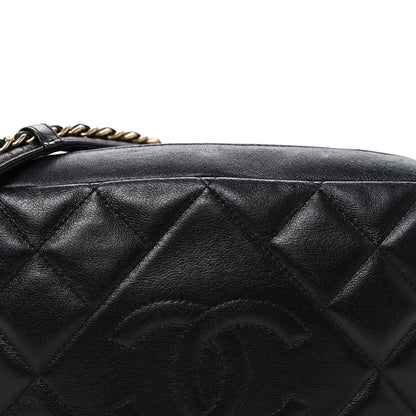 Chanel Lambskin Quilted Small Diamond CC Camera Case Black 7 of 9