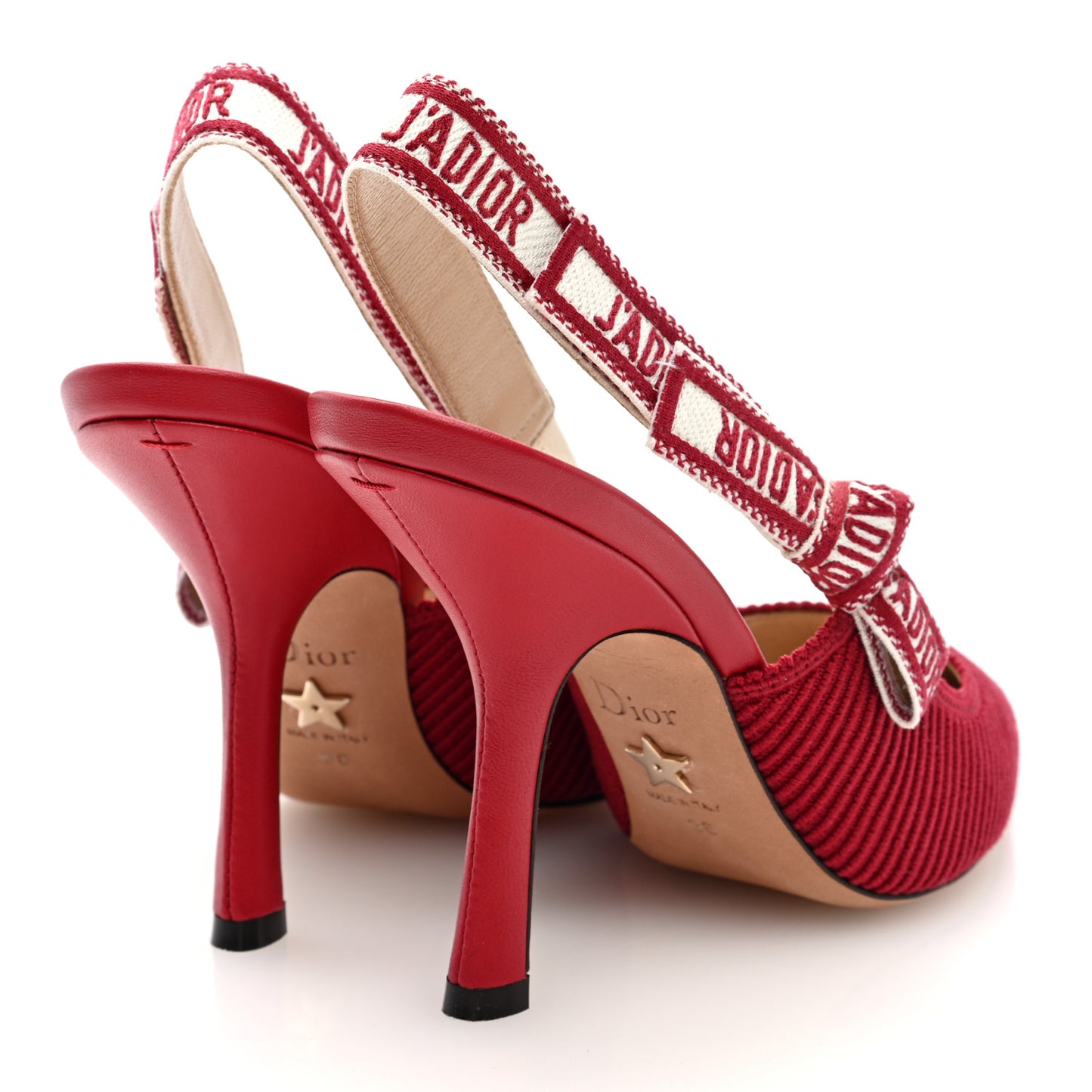 Technical Canvas Ribbon J Adior Slingback 100mm Pumps 36 Cherry